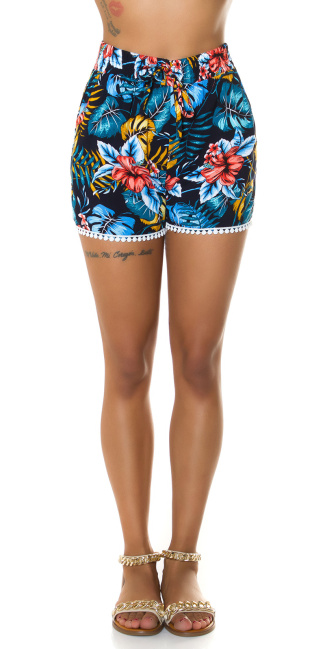 Trendy zomer hoge taille shorts met zakken marineblauw